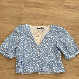 Blue ZARA crop top